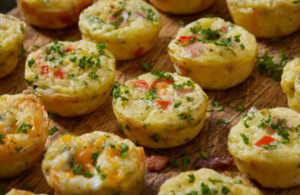 Chicken and spinach egg muffins on a plate